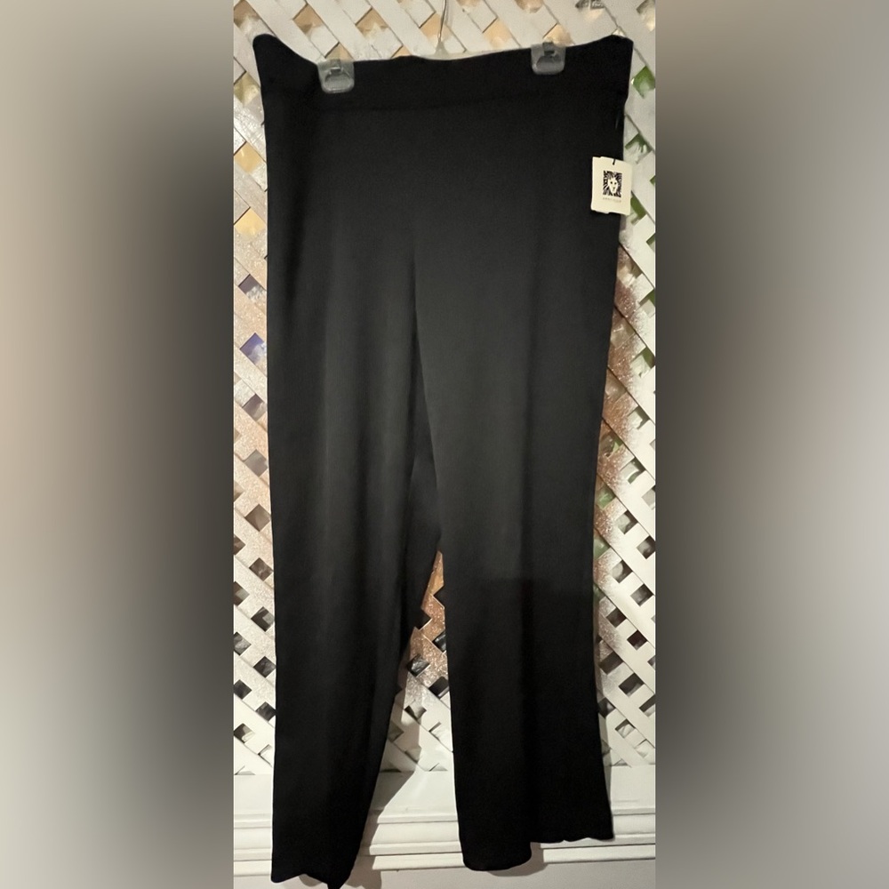 NWT Elegant Ann Klein Black Wide Leg Trousers Womens  Pants size XL
